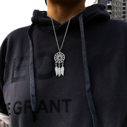 Sea dream catcher - Sterling Silver Turquoise Necklace