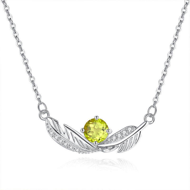 Bleu plume - Collier pendentif en argent sterling et pierre précieuse