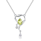 Collar con diseño de gemas de plata de ley con brillo ojo de pez para mujer