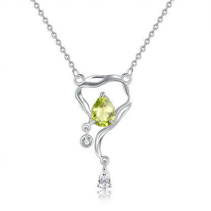 Fish Eye Glow - Sterling Silver Gems Design Necklace For Women