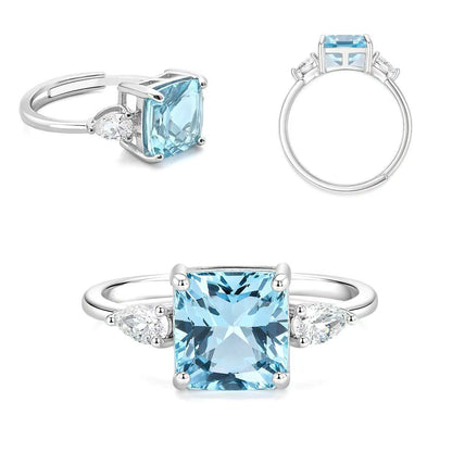 Square Blue Topaz Ring