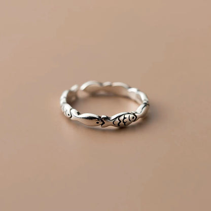 Small Lucky Fish Sterling Silver Ring