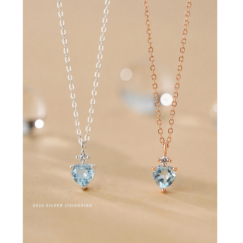 Blue Topaz Heart Necklace