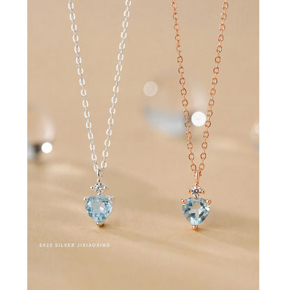 Blue Topaz Heart Necklace