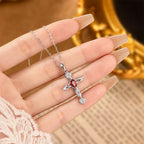 Angel's Wing - Gemstone Cross Necklace