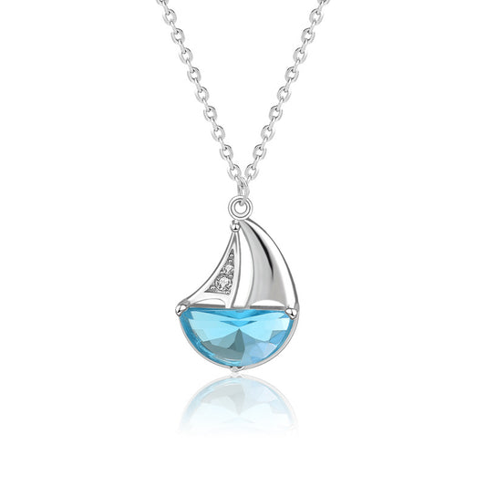 Wave boat - Sterling Silver Gems Topaz Necklace