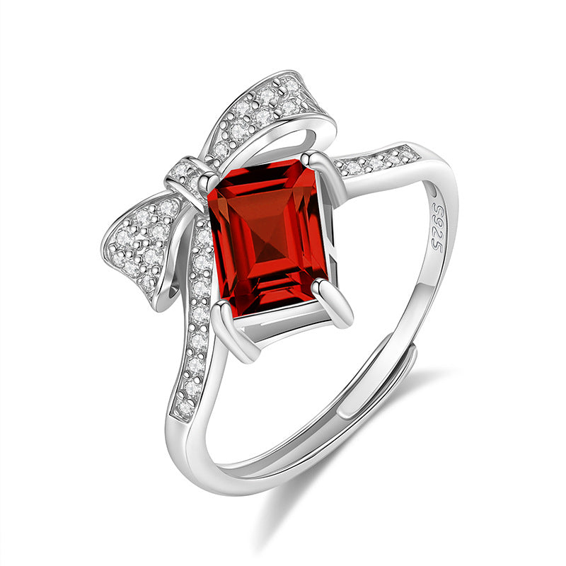 Adorable Lady - Anillo ajustable de plata de ley con gema
