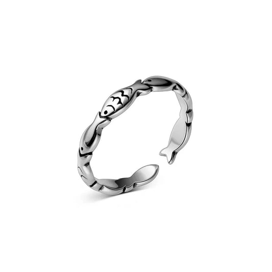 Small Lucky Fish Sterling Silver Ring