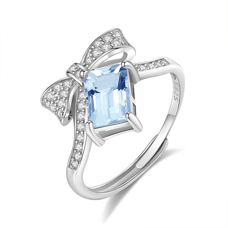 Adorable Lady - Anillo ajustable de plata de ley con gema