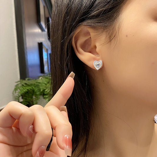 Corazón del Océano - Pendientes de plata de ley con gemas naturales y nácar para mujer