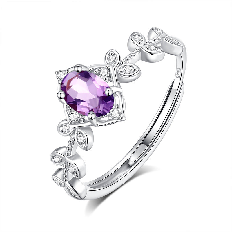 Reina de Hielo - Anillo de piedra natural, joyería llamativa para mujer