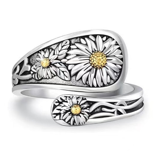 Sunflower Sterling Silver Ring