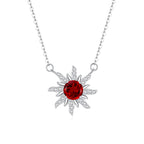 Collar de plata de ley con gemas y diseño de flor de sol