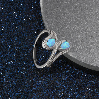 Aqua Blue - Sterling Silver Blue Opal Ring