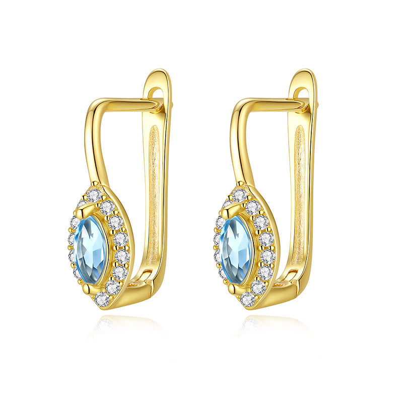 Boucles d'oreilles en argent sterling avec pierre précieuse porte-bonheur