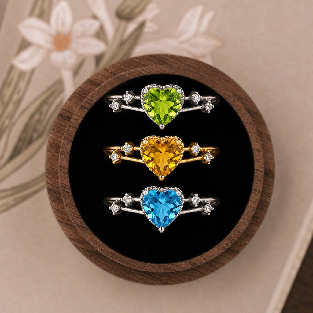 Blue Topaz Heart Star Ring