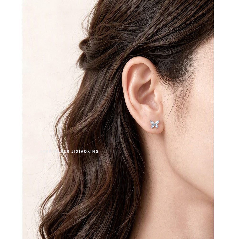 Petite Butterfly Zircon Stud Earrings