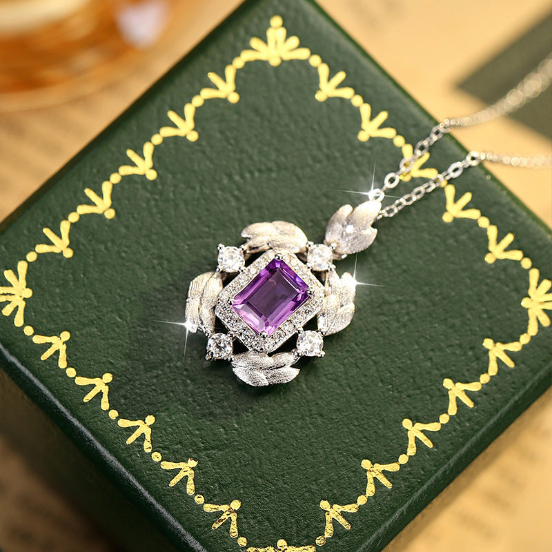 Feathers Classic Flame - Square Crystal Pendant Necklace