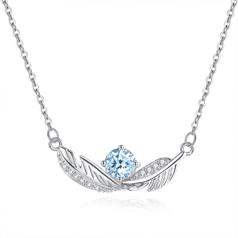 Bleu plume - Collier pendentif en argent sterling et pierre précieuse