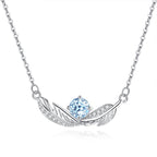 Bleu plume - Collier pendentif en argent sterling et pierre précieuse