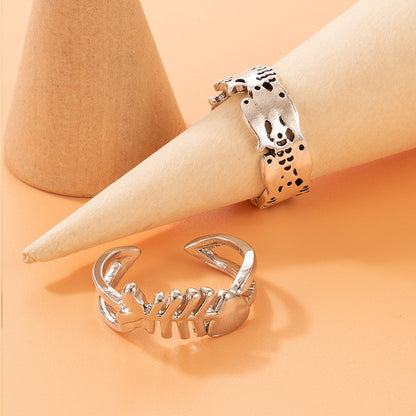 Fishbone Adjustable Ring (2pcs)