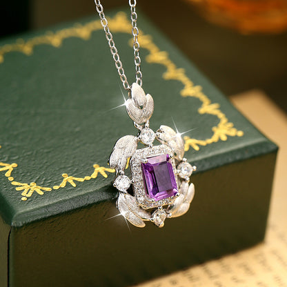 Feathers Classic Flame - Square Crystal Pendant Necklace