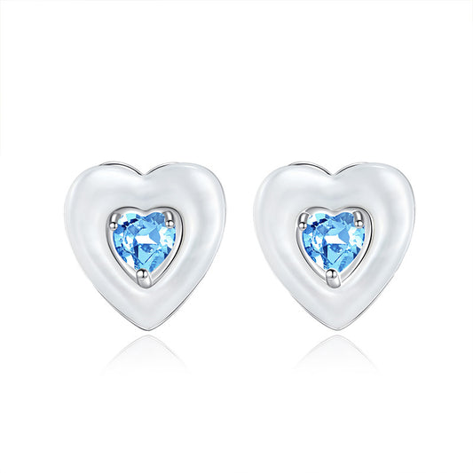 Ocean Heart - Natural Gems & Mother of Pearl Sterling Silver Earrings for Women