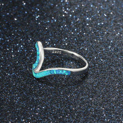 Blue wave - Sterling Silver Blue Opal Ring