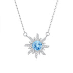 Collar de plata de ley con gemas y diseño de flor de sol