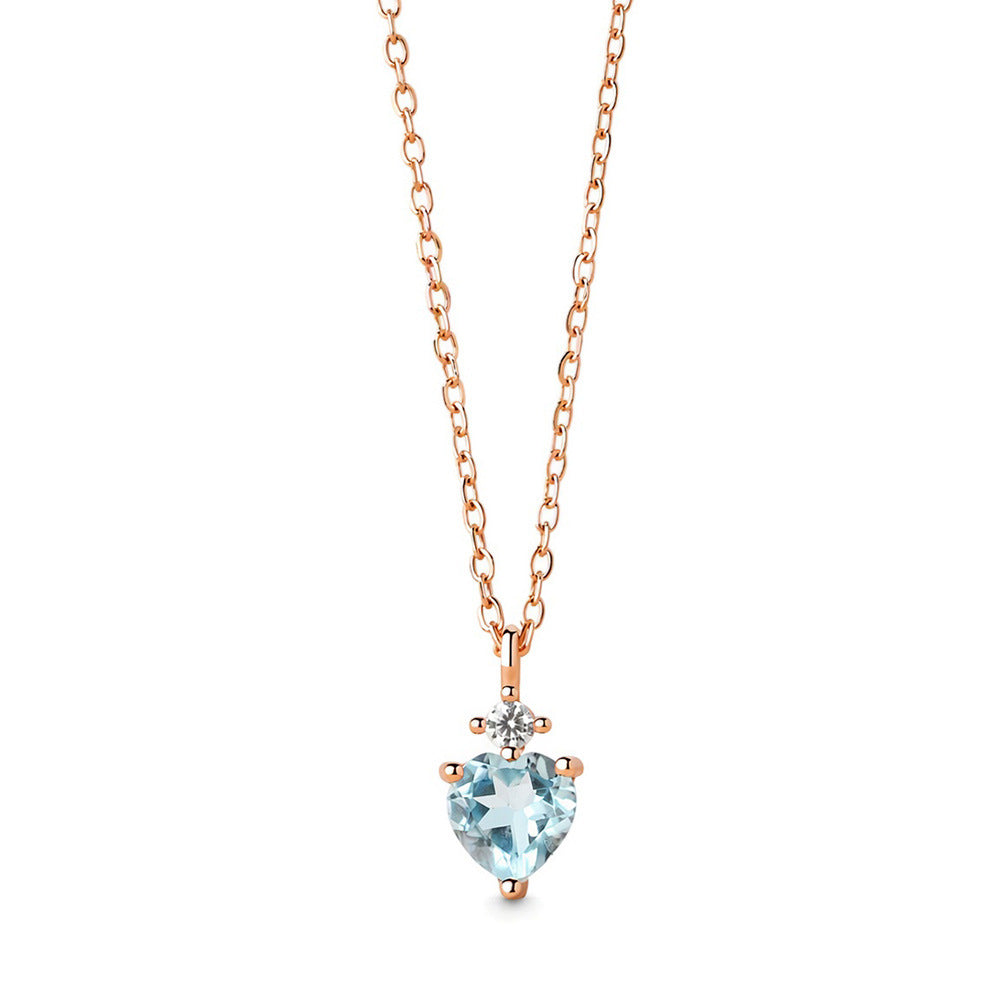 Collier Cœur en Topaze Bleue