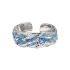Tortue ondulée - Bague design en argent sterling