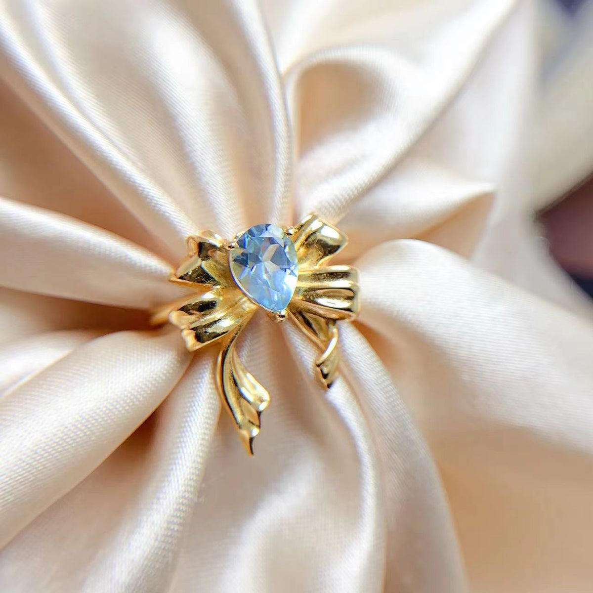 Blue Topaz Butterfly Bow Ring