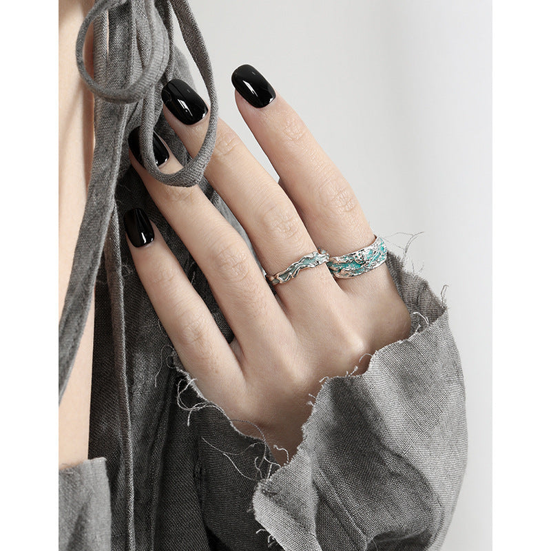 Anillo de plata de ley con diseño de tortuga ondulada