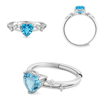 Blue Topaz Heart Star Ring
