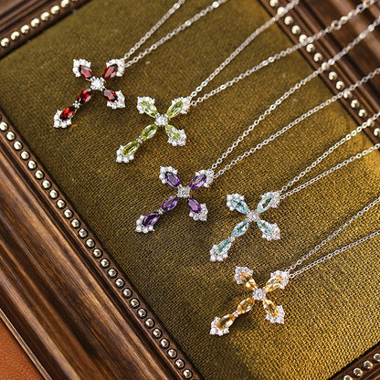 Cross Gemstone Necklace