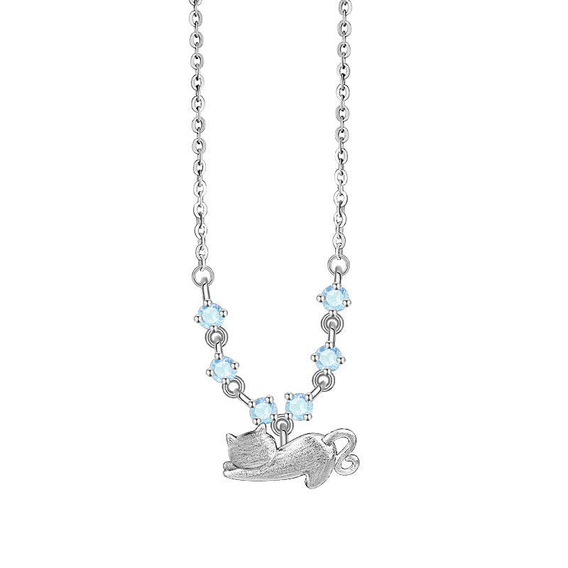 Cat's Soul - Colorful Gemstone Cat Pendant Necklace