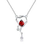 Collar con diseño de gemas de plata de ley con brillo ojo de pez para mujer