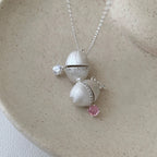 Mon œuf d'argent - Collier pendentif capsule vintage