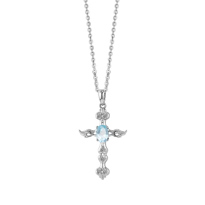 Angel's Wing - Gemstone Cross Necklace