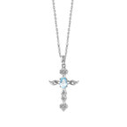 Angel's Wing - Gemstone Cross Necklace
