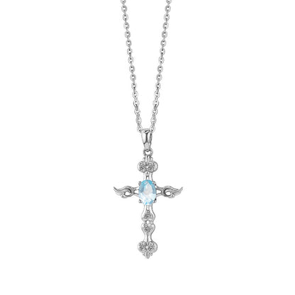 Angel's Wing - Gemstone Cross Necklace