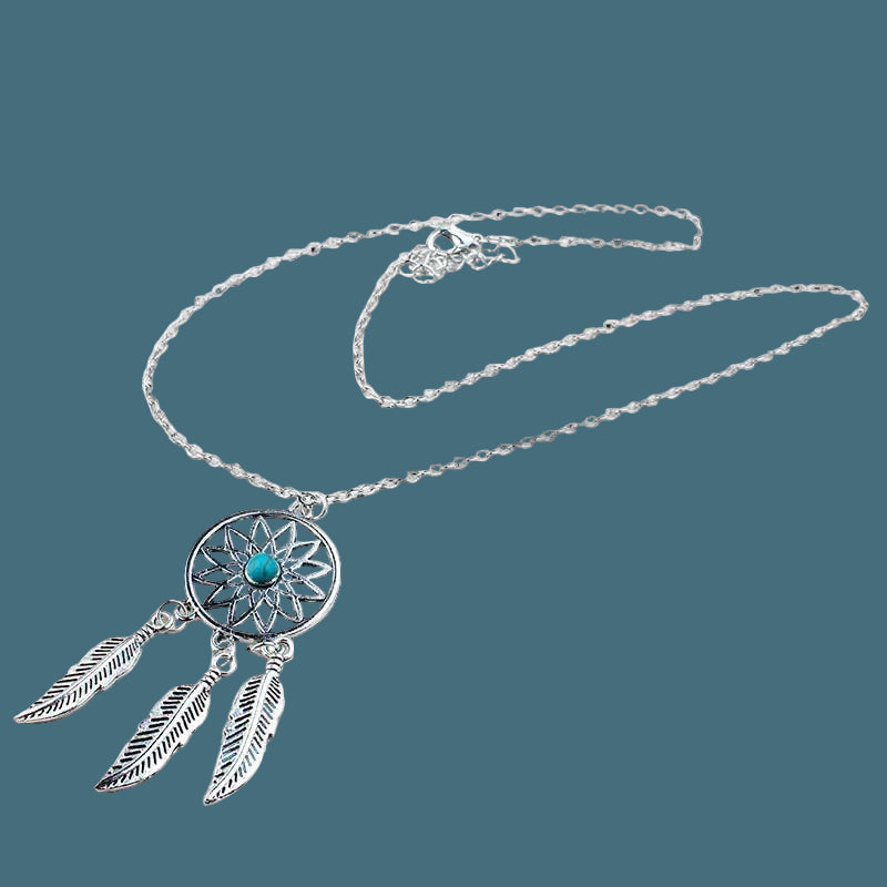 Atrapasueños marino - Collar de plata de ley con turquesa