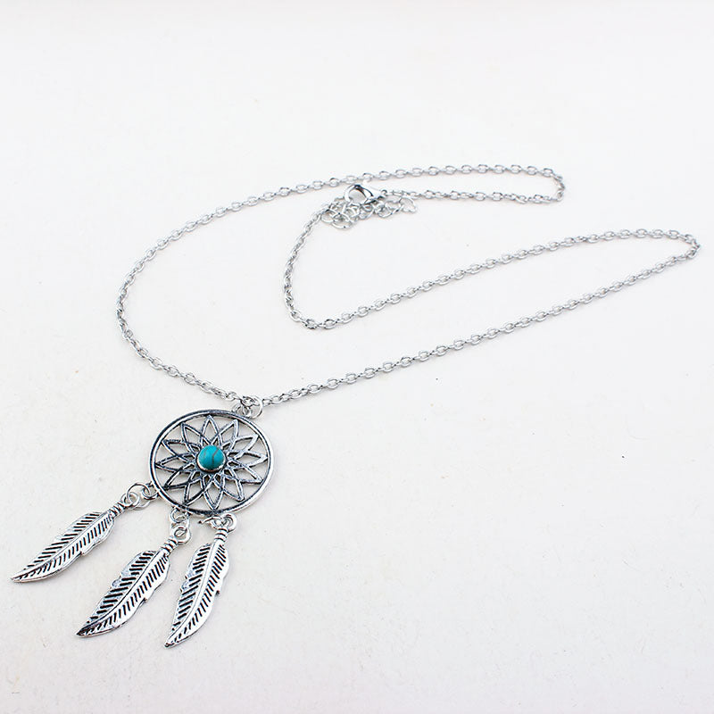 Sea dream catcher - Sterling Silver Turquoise Necklace