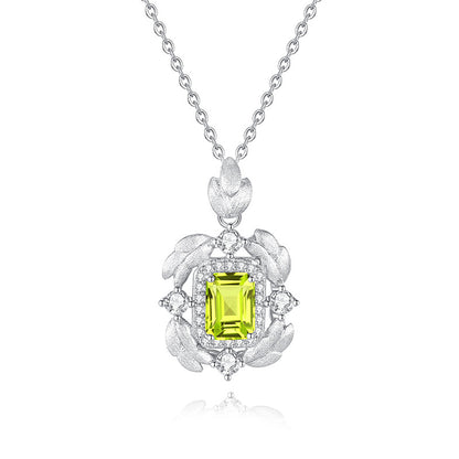 Feathers Classic Flame - Square Crystal Pendant Necklace