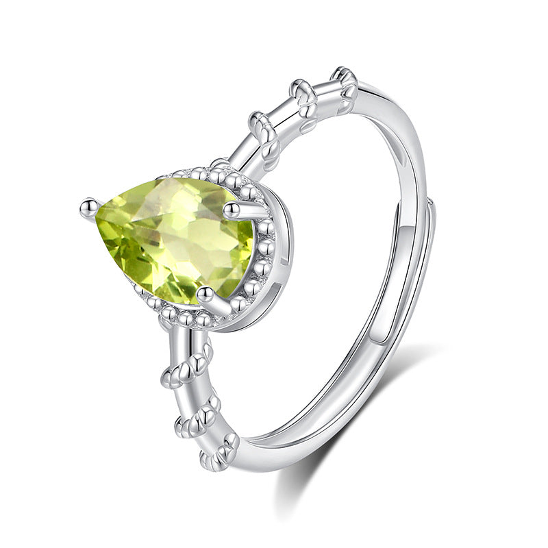 Aqua Glow - Bague ajustable en argent sterling avec pierre précieuse