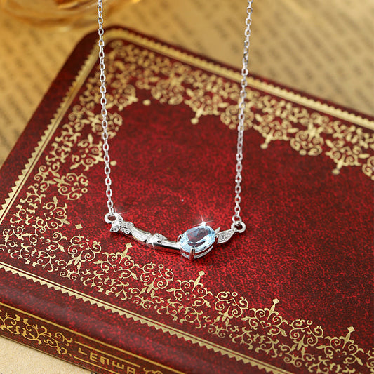 Waterfall Bamboo -  Sterling Silver Gems Design Necklace For Women