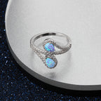 Opal Aqua Blue - Bague en opale bleue et argent sterling
