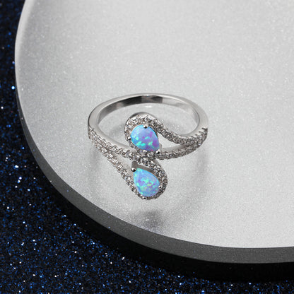 Aqua Blue - Sterling Silver Blue Opal Ring