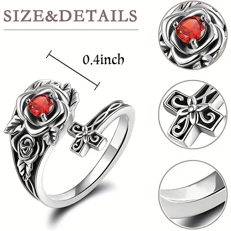 Rose Flower Sterling Silver Spoon Ring