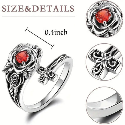 Rose Flower Sterling Silver Spoon Ring